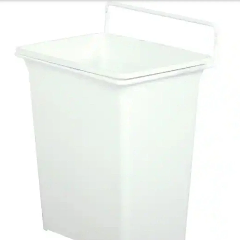 White Plastic In-Cabinet Door Mount Trash Can 13x10x7 Space Saving Wastebasket